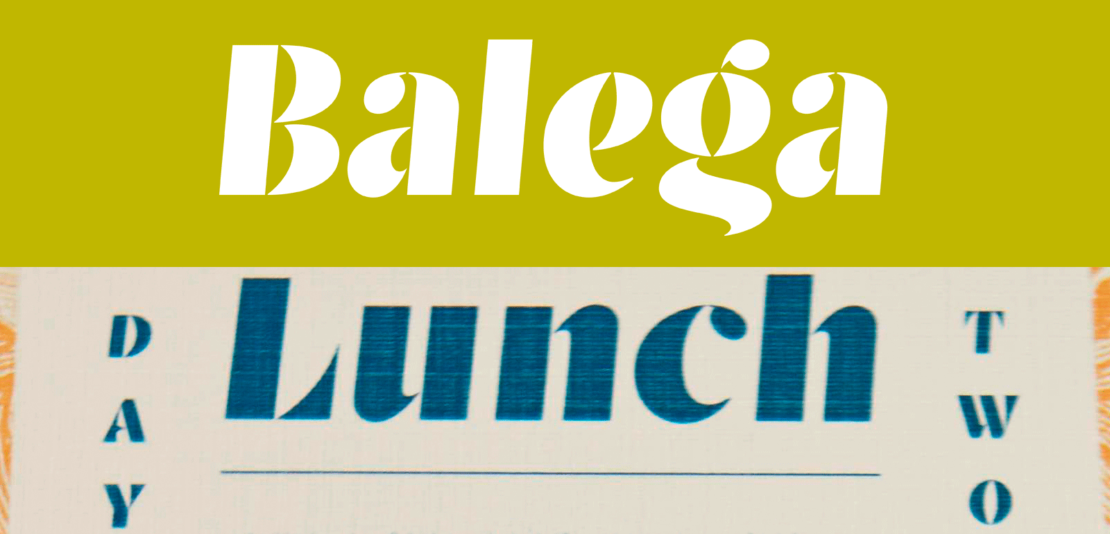 Balega typeface on menu card