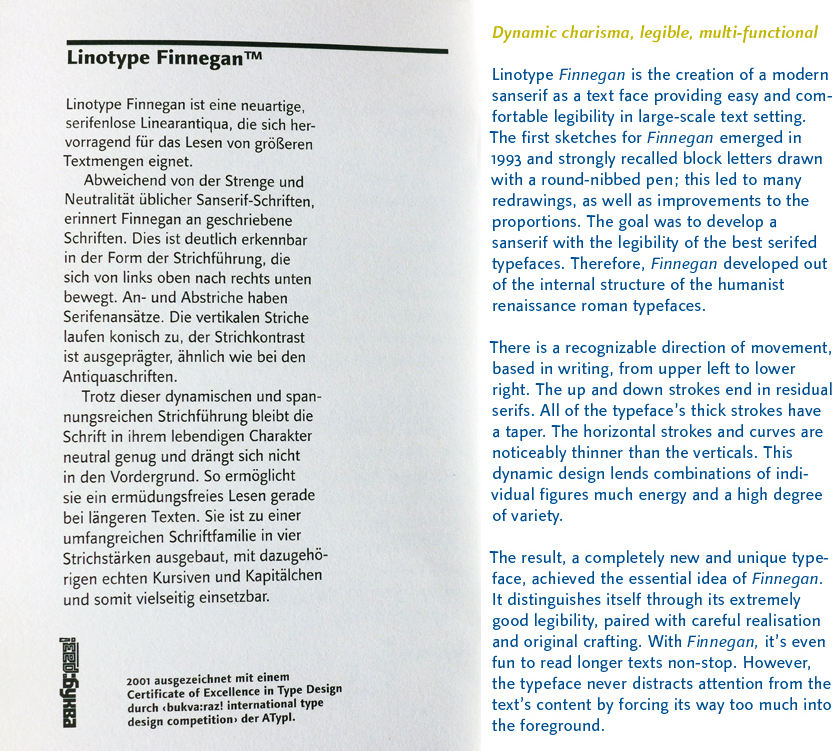 Linotype Finnegan description