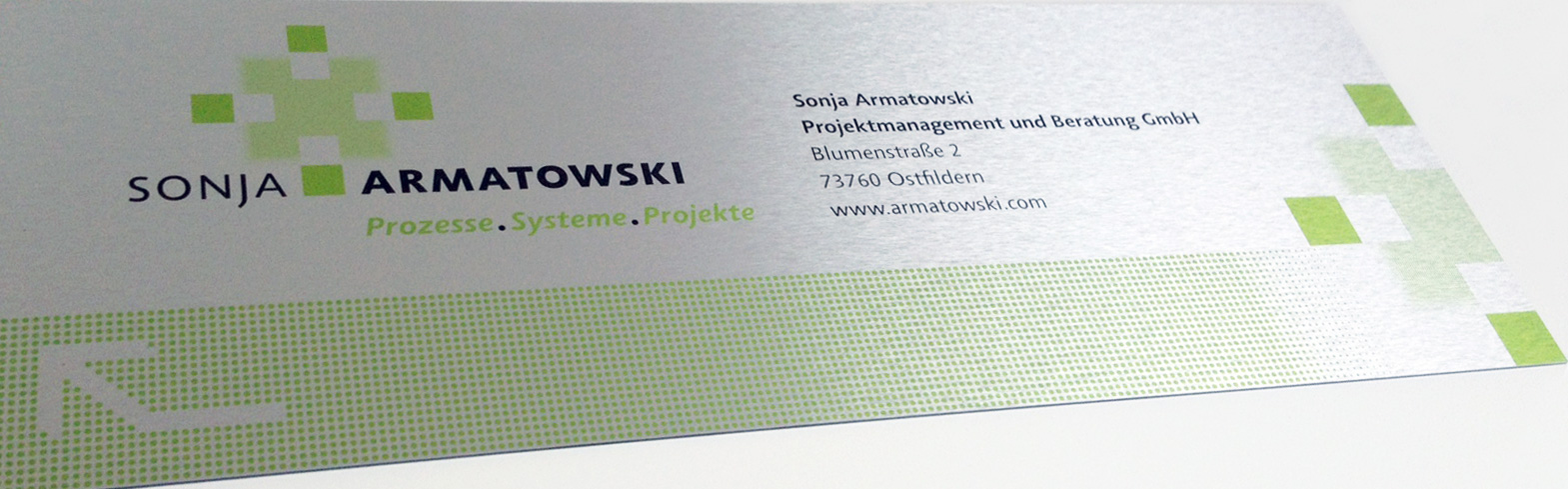 Corporate Design für Sonja Armatowski GmbH, Prozesse, Systeme, Projekte